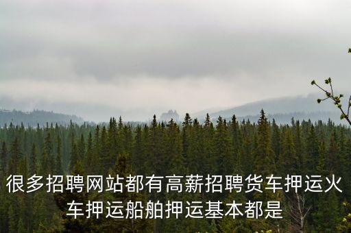 很多招聘網站都有高薪招聘貨車押運火車押運船舶押運基本都是