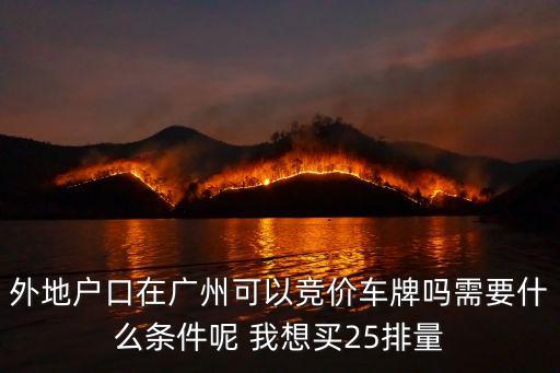 外地戶口在廣州可以競價車牌嗎需要什么條件呢 我想買25排量