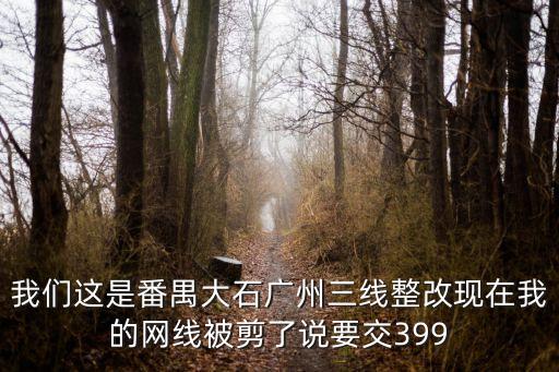 我們這是番禺大石廣州三線整改現在我的網線被剪了說要交399