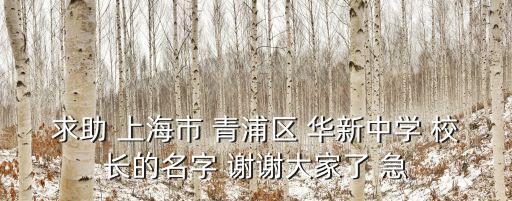 求助 上海市 青浦區 華新中學 校長的名字 謝謝大家了 急