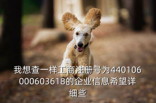 我想查一樣工商注冊號為440106000603618的企業信息希望詳細些