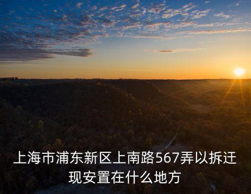 上海市浦東新區上南路567弄以拆迀現安置在什么地方