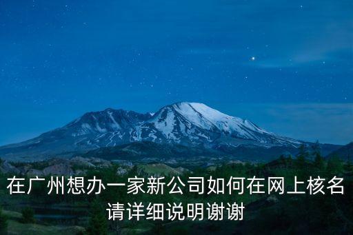 在廣州想辦一家新公司如何在網上核名請詳細說明謝謝