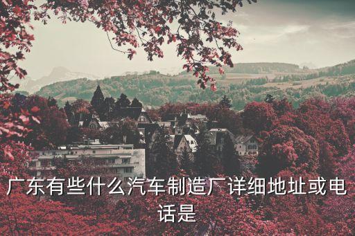 廣東有些什么汽車制造廠詳細地址或電話是