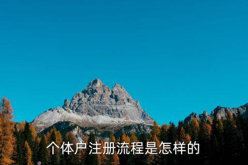 個體戶注冊流程是怎樣的