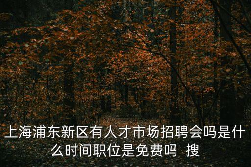 上海浦東新區有人才市場招聘會嗎是什么時間職位是免費嗎  搜