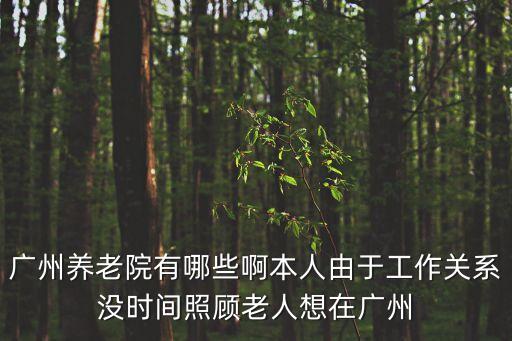 廣州養老院有哪些啊本人由于工作關系沒時間照顧老人想在廣州