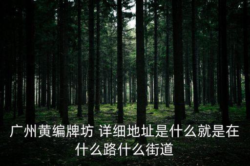 廣州黃編牌坊 詳細地址是什么就是在什么路什么街道