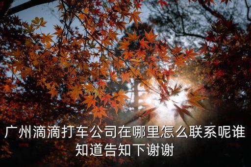 滴滴出行廣州分公司地址，馬云在廣州開的滴滴打車的地址在哪
