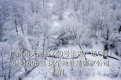 廣州市天河路240號豐興廣場C幢16樓1606室 這個地址是哪家公司的