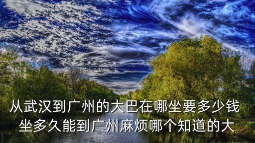 從武漢到廣州的大巴在哪坐要多少錢 坐多久能到廣州麻煩哪個知道的大
