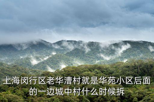 上海閔行區老華漕村就是華苑小區后面的一邊城中村什么時候拆