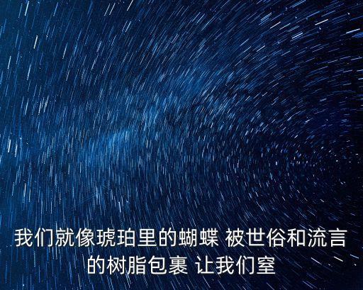 我們就像琥珀里的蝴蝶 被世俗和流言的樹脂包裹 讓我們窒