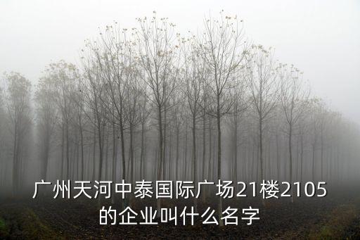 廣州中態名雄招聘，廣州天河中泰國際廣場21樓2105的企業叫什么名字
