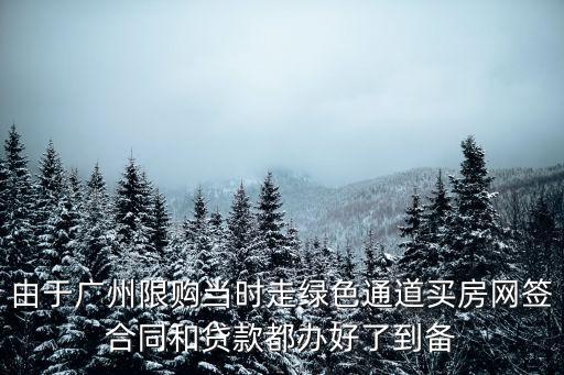由于廣州限購當(dāng)時走綠色通道買房網(wǎng)簽合同和貸款都辦好了到備