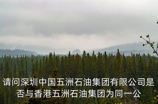 廣州五州股份，請(qǐng)問(wèn)深圳中國(guó)五洲石油集團(tuán)有限公司是否與香港五洲石油集團(tuán)為同一公