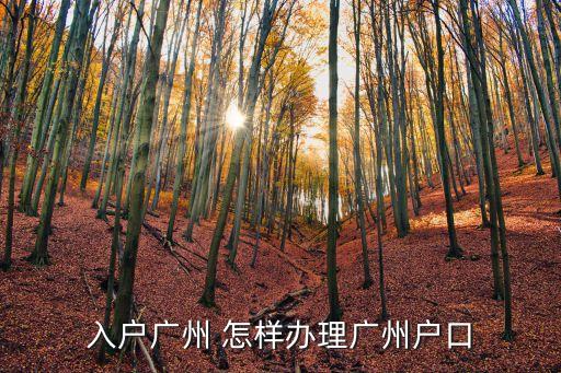 入戶廣州 怎樣辦理廣州戶口