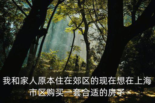 上海市區兩套老破小住一家人，我和家人原本住在郊區的現在想在上海市區購買一套合適的房子