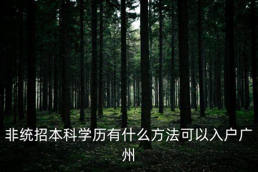 非統招本科學歷有什么方法可以入戶廣州