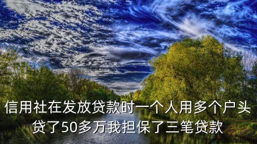 信用社在發(fā)放貸款時一個人用多個戶頭貸了50多萬我擔(dān)保了三筆貸款