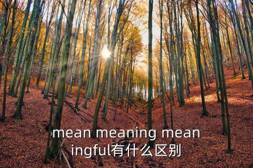 meanful，mean meaning meaningful有什么區別