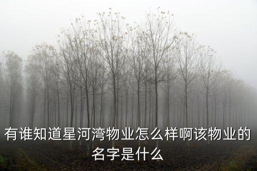 有誰知道星河灣物業怎么樣啊該物業的名字是什么