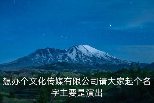 想辦個文化傳媒有限公司請大家起個名字主要是演出