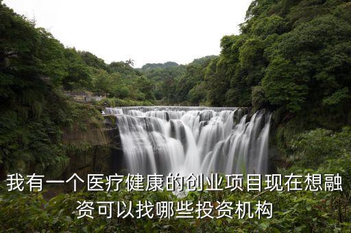 我有一個醫療健康的創業項目現在想融資可以找哪些投資機構
