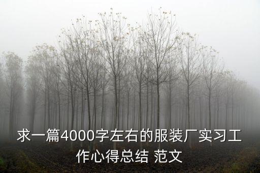 求一篇4000字左右的服裝廠實習工作心得總結 范文