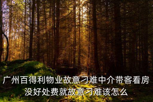 廣州百得利物業故意刁難中介帶客看房沒好處費就故意刁難該怎么