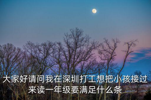 大家好請問我在深圳打工想把小孩接過來讀一年級要滿足什么條