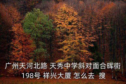 廣州天河北路 天秀中學(xué)斜對面合暉街 198號 祥興大廈 怎么去  搜