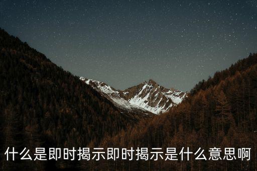 揭示的意思，什么是即時揭示即時揭示是什么意思啊