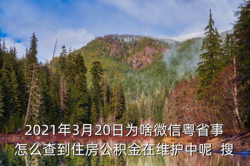 2021年3月20日為啥微信粵省事怎么查到住房公積金在維護中呢  搜