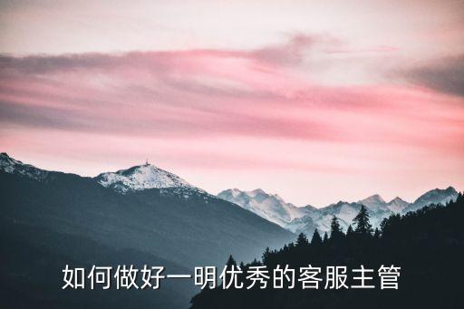 客服主管，怎么做好一個客服主管