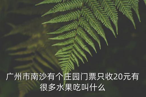 廣州市南沙有個莊園門票只收20元有很多水果吃叫什么