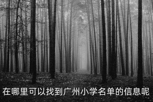 在哪里可以找到廣州小學(xué)名單的信息呢