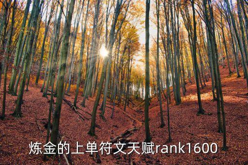 煉金天賦，煉金的上單符文天賦rank1600