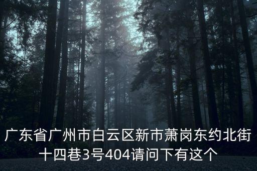 廣東省廣州市白云區新市蕭崗東約北街十四巷3號404請問下有這個