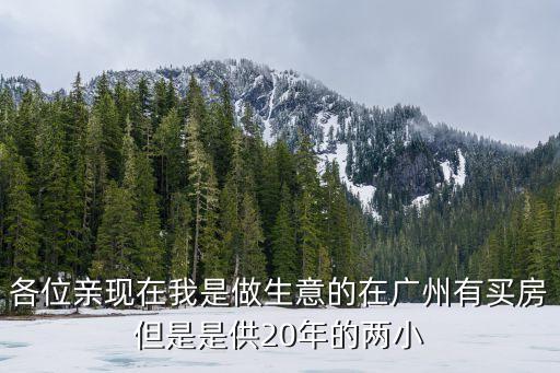 各位親現在我是做生意的在廣州有買房但是是供20年的兩小