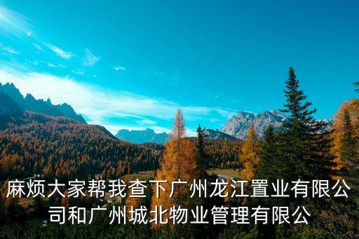 麻煩大家幫我查下廣州龍江置業有限公司和廣州城北物業管理有限公