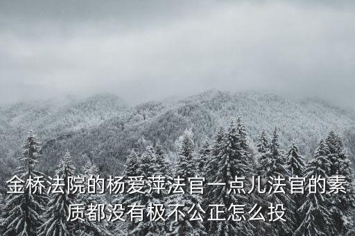 上海市浦東金橋法院法官，金橋法院的楊愛萍法官一點(diǎn)兒法官的素質(zhì)都沒有極不公正怎么投