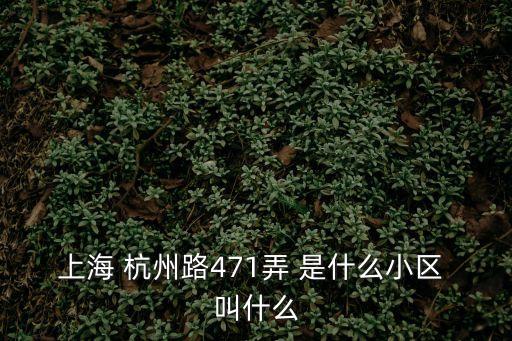 上海市杭州路471弄地圖，上海 杭州路471弄 是什么小區 叫什么