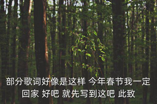 部分歌詞好像是這樣 今年春節我一定回家 好吧 就先寫到這吧 此致