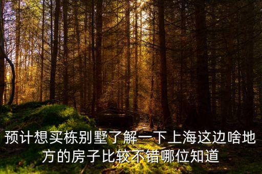 上海市三園一山別墅，上海這邊哪里的房子好啊誰介紹一下我比較喜歡別墅的