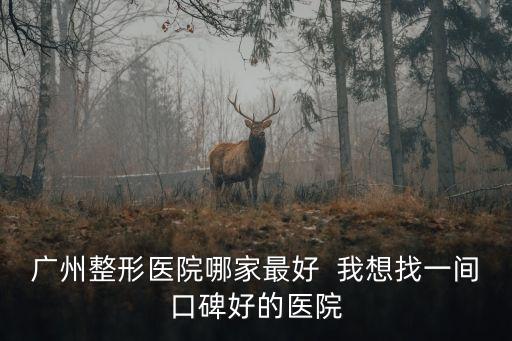 廣州整形醫院哪家最好  我想找一間口碑好的醫院