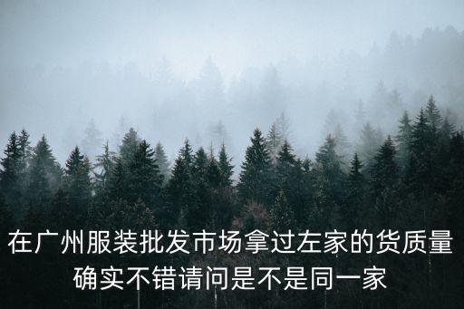 在廣州服裝批發(fā)市場拿過左家的貨質(zhì)量確實不錯請問是不是同一家