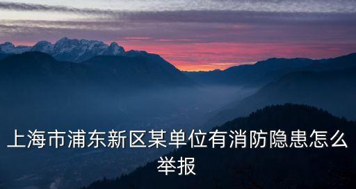 上海市浦東新區某單位有消防隱患怎么舉報