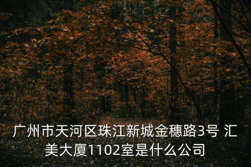 廣州市天河區珠江新城金穗路3號 匯美大廈1102室是什么公司
