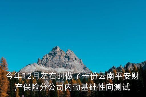 今年12月左右時做了一份云南平安財產保險分公司內勤基礎性向測試